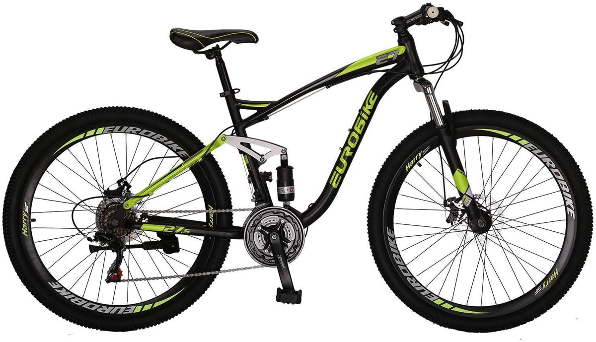 EUROBIKE OBK E7 Mountain Bike 21 Speed Bicycle 27.5” Full Suspension Mens Bikes Daul Disc Brakes MTB (Yellow)