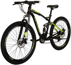 EUROBIKE OBK E7 Mountain Bike 21 Speed Bicycle 27.5” Full Suspension Mens Bikes Daul Disc Brakes MTB (Yellow)