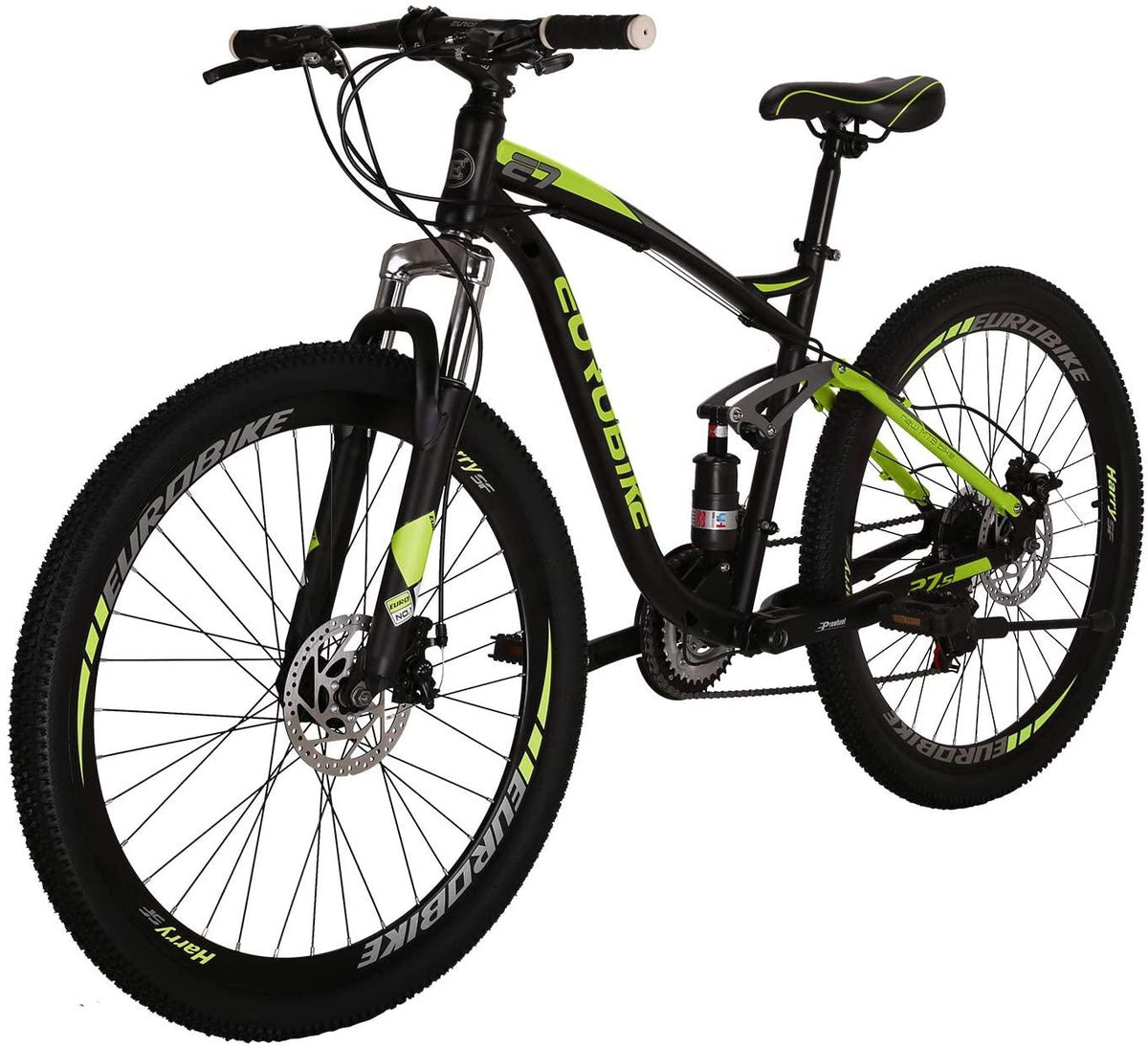 EUROBIKE OBK E7 Mountain Bike 21 Speed Bicycle 27.5” Full Suspension Mens Bikes Daul Disc Brakes MTB (Yellow)