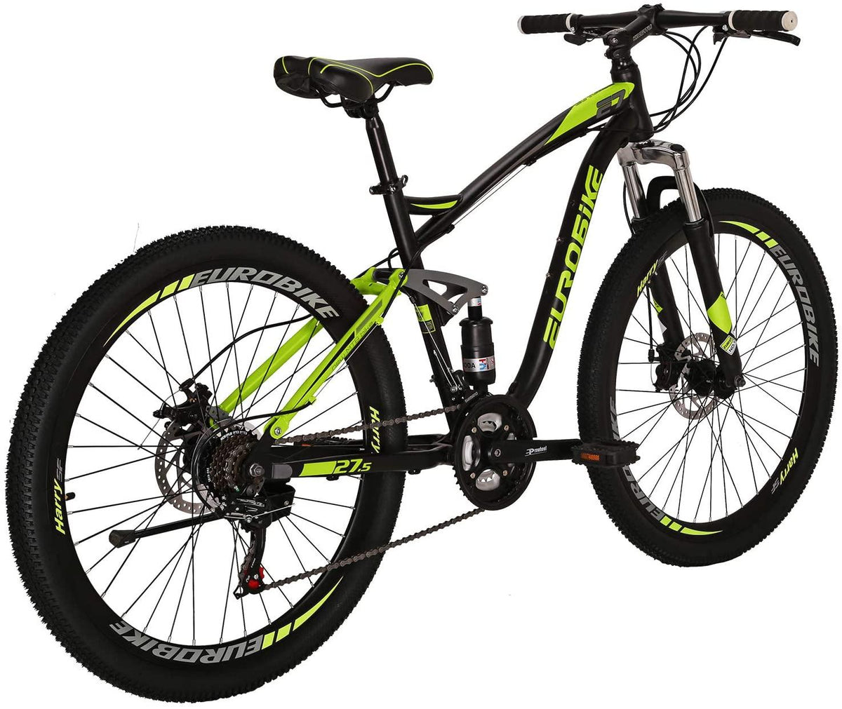 EUROBIKE OBK E7 Mountain Bike 21 Speed Bicycle 27.5” Full Suspension Mens Bikes Daul Disc Brakes MTB (Yellow)