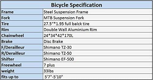 EUROBIKE OBK E7 Mountain Bike 21 Speed Bicycle 27.5” Full Suspension Mens Bikes Daul Disc Brakes MTB (Yellow)