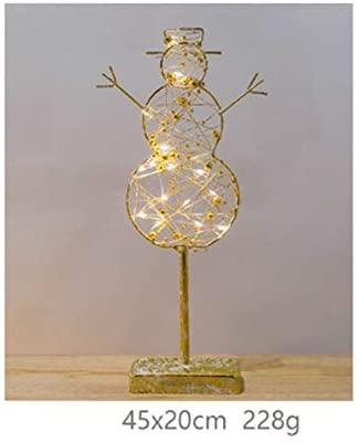 PDGJG Christmas Decorations Iron Glowing Golden Desktop Decoration Holiday Scene Shooting Set Dress Up Snowman Lamp (Size : Style 2)