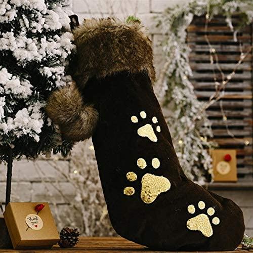 ZMDZA 2PS Decor Christmas Stockings Pet Dog StocPaw Christmas Socks Bags Fireplace Decoration Chimneys Cane