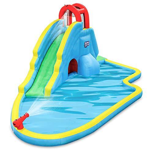 Sunny &amp; Fun Deluxe Inflatable Water Slide Park - Heavy-Duty Nylon for Outdoor Fun - Climbing Wall, Slide, &amp; Splash Pool - Easy to Set Up &amp;