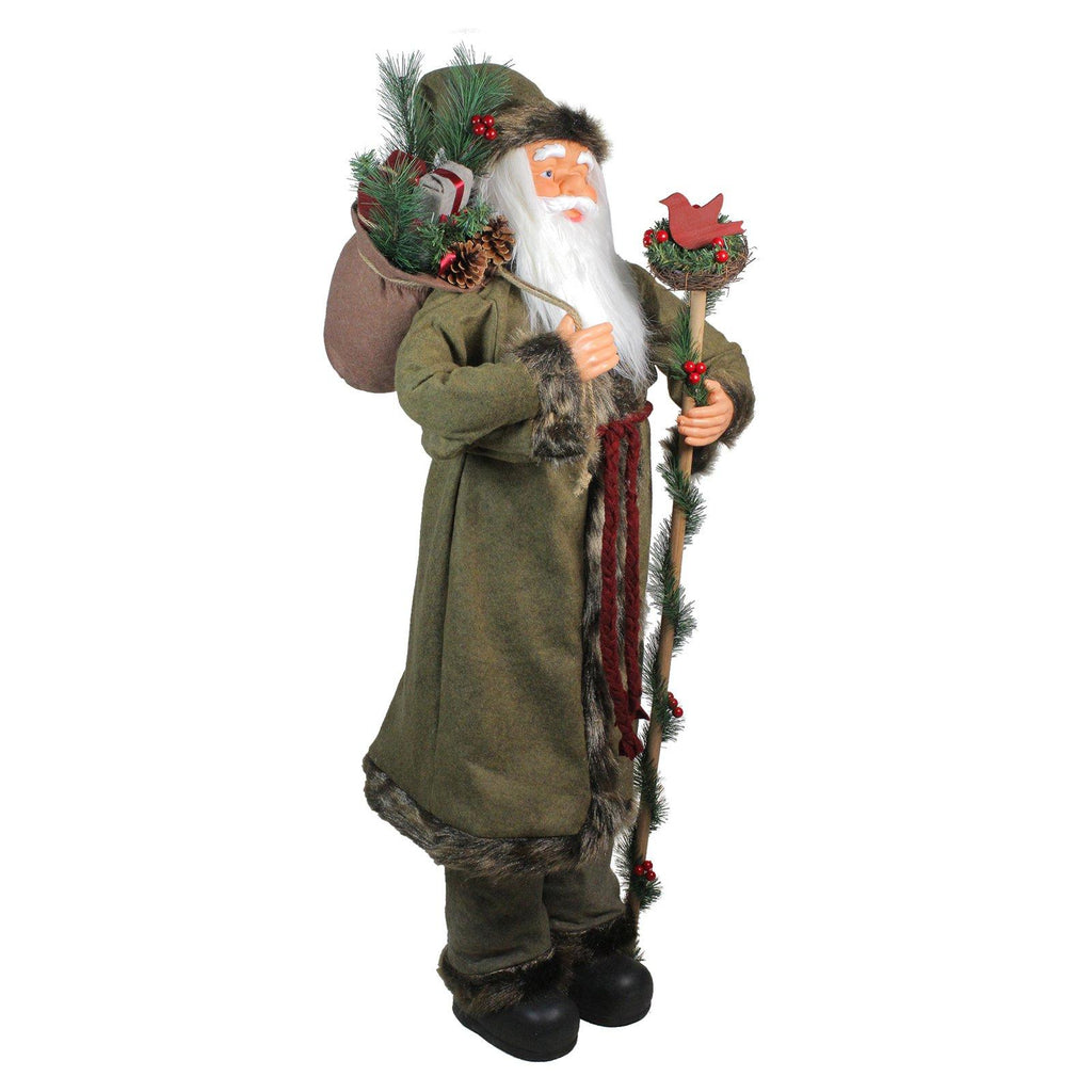 Northlight 51 in. Plush Standing Santa Claus with Gifts and Staff Christmas Figure
