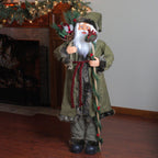 Northlight 51 in. Plush Standing Santa Claus with Gifts and Staff Christmas Figure