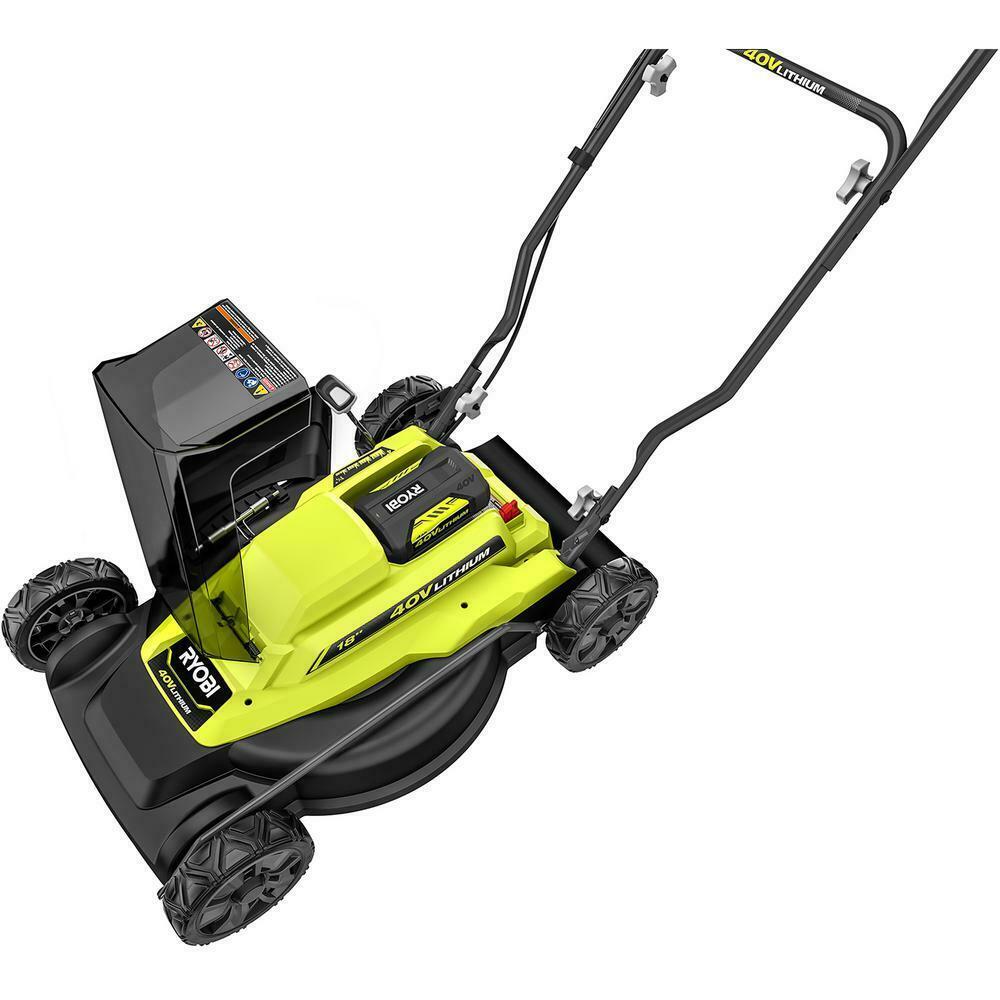 40V 18 In. 2-in-1 Cordless Battery Walk Behind Push Lawn Mower With 4.0 Ah And