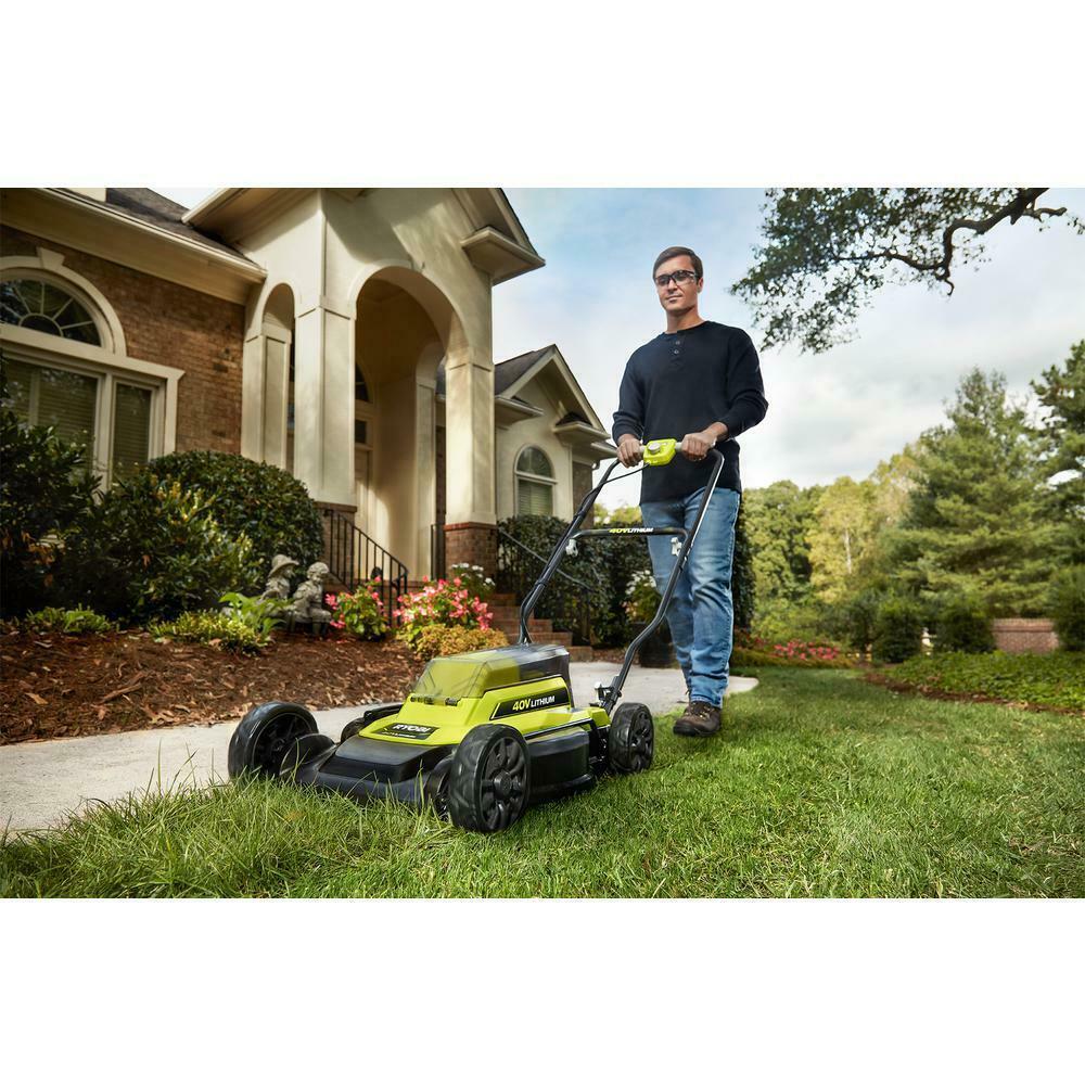 40V 18 In. 2-in-1 Cordless Battery Walk Behind Push Lawn Mower With 4.0 Ah And