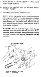 92-01 Prelude 4WS Rear Steering Rack LocAlignment Toe Setting Lock Pin Tool