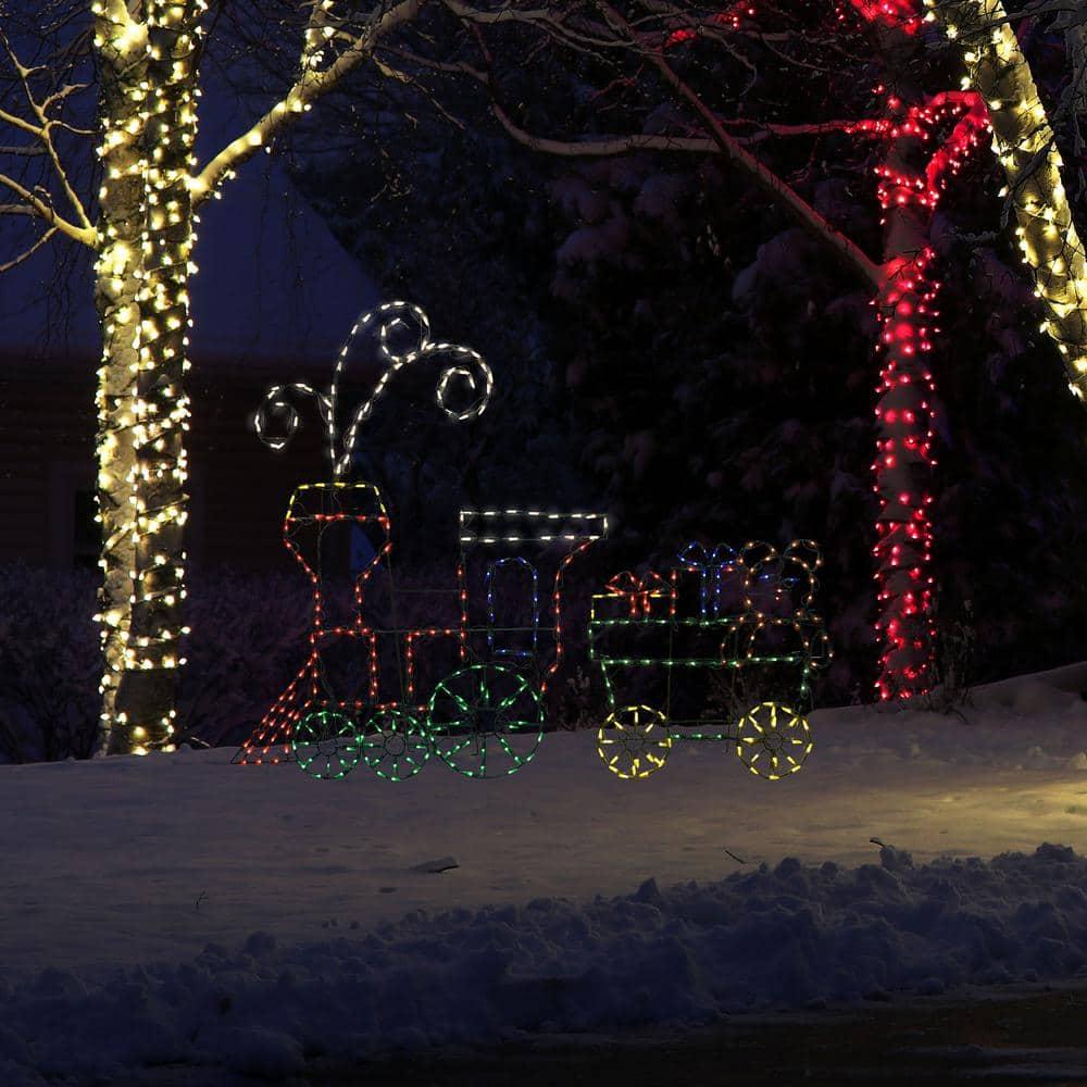 60 in. Christmas Led Animated Train Set Outdoor Decor 2-Piece