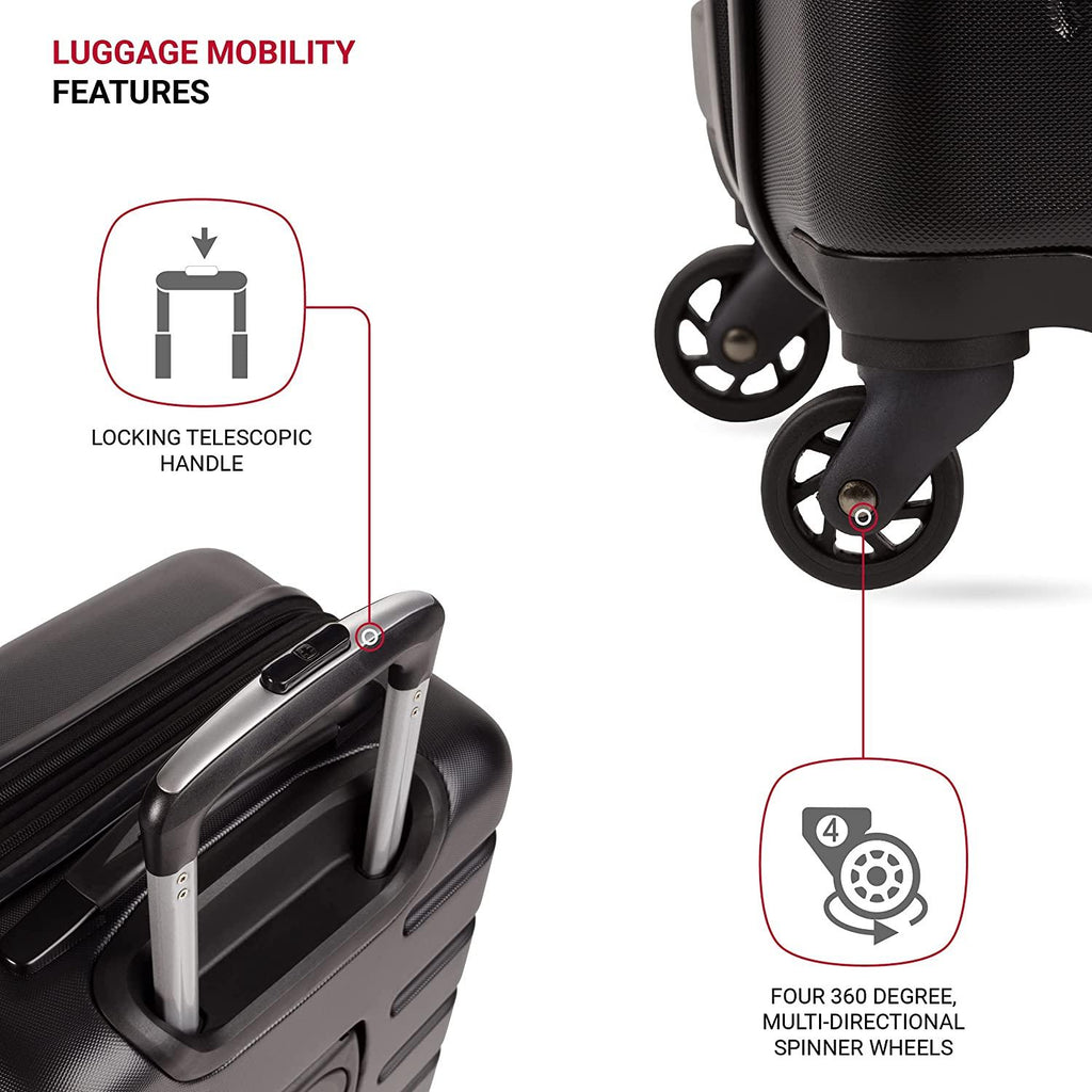7366 Hardside Expandable Luggage with Spinner Wheels, Black, Checked-Large 27-Inch
