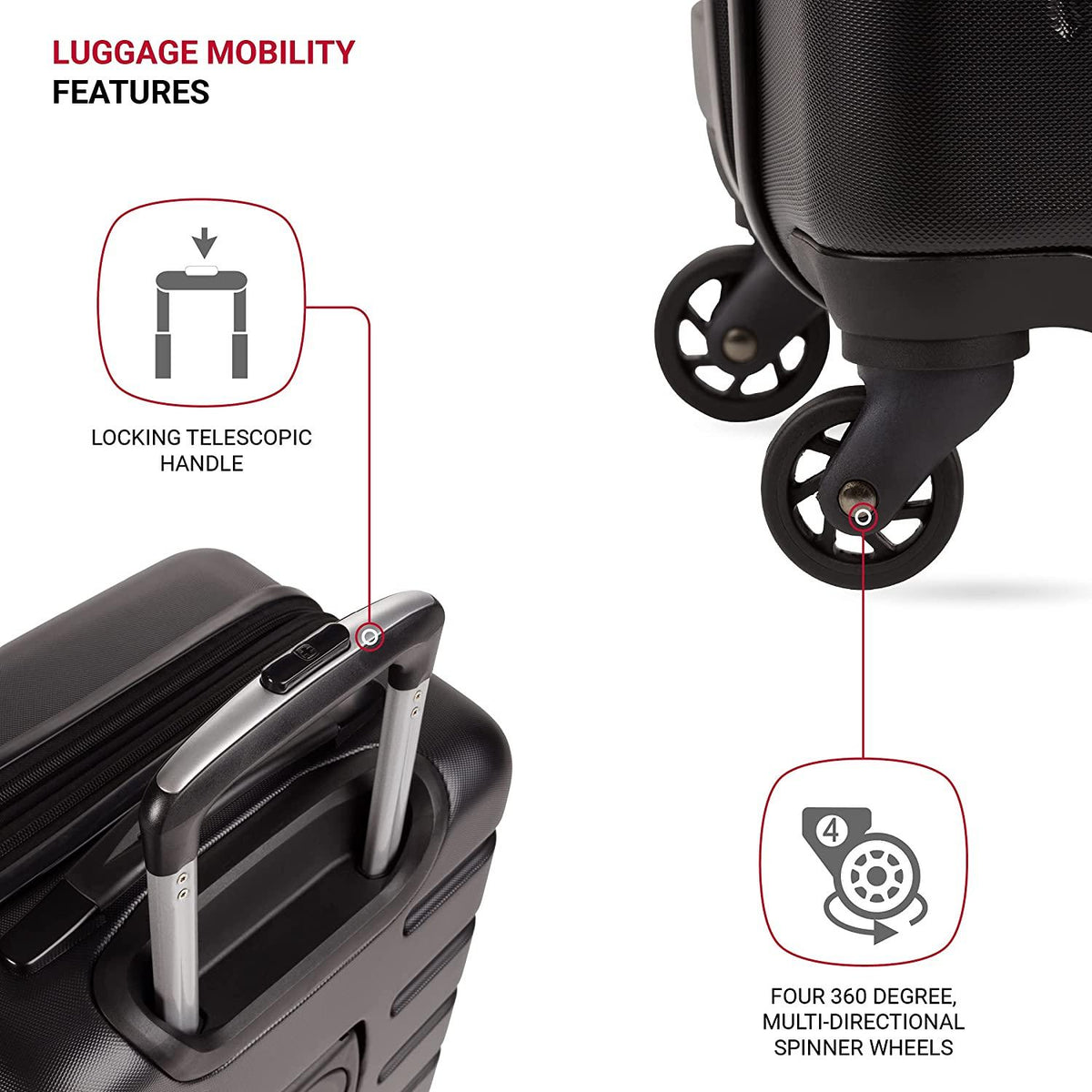 7366 Hardside Expandable Luggage with Spinner Wheels, Black, Checked-Large 27-Inch