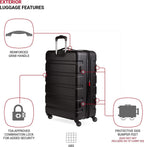7366 Hardside Expandable Luggage with Spinner Wheels, Black, Checked-Large 27-Inch
