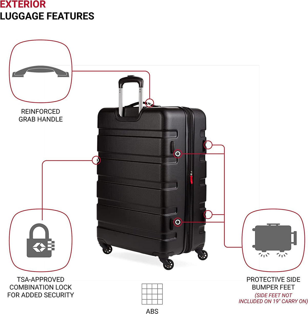 7366 Hardside Expandable Luggage with Spinner Wheels, Black, Checked-Large 27-Inch