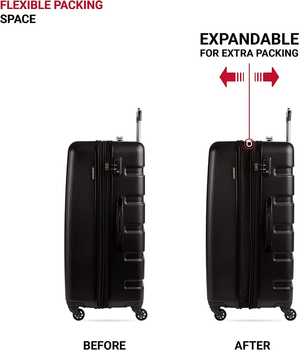 7366 Hardside Expandable Luggage with Spinner Wheels, Black, Checked-Large 27-Inch