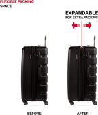 7366 Hardside Expandable Luggage with Spinner Wheels, Black, Checked-Large 27-Inch