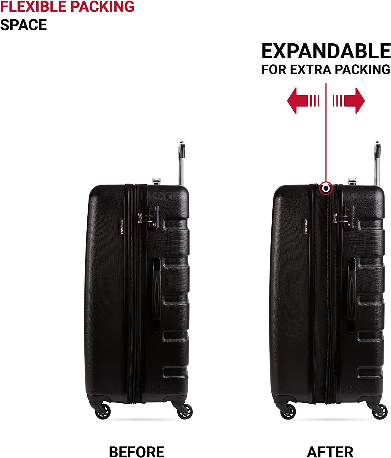 7366 Hardside Expandable Luggage with Spinner Wheels, Black, Checked-Large 27-Inch