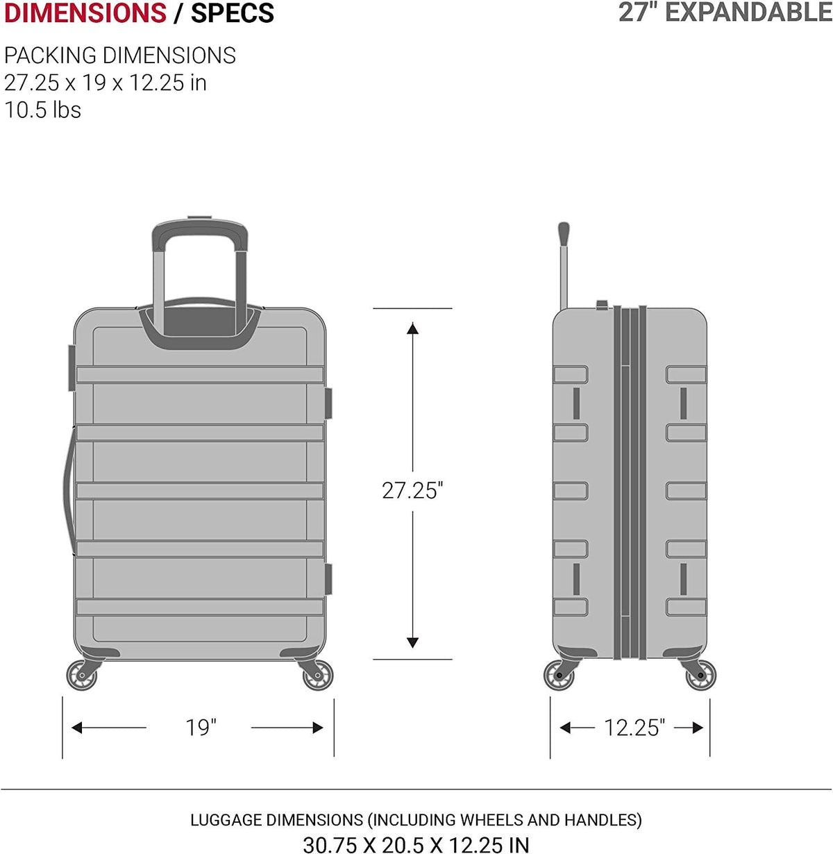 7366 Hardside Expandable Luggage with Spinner Wheels, Black, Checked-Large 27-Inch