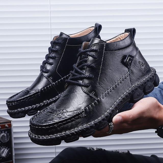 Men's Plus Size Leather Ankle Boots