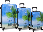 Palm Tree Hardside 3-Piece Spinner Luggage Set