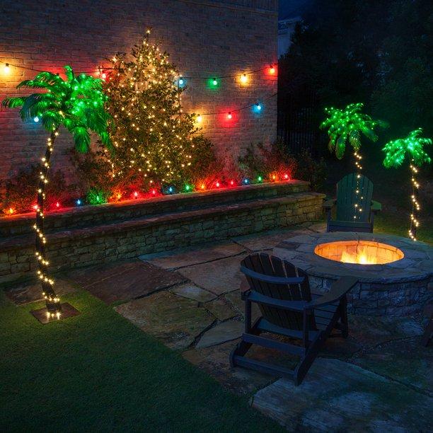 Wintergreen Lighting 5 Ft. Multi-Function Lighted Palm Tree with 104 LED Lights, Remote Control, Indoor/Covered Outdoor Use