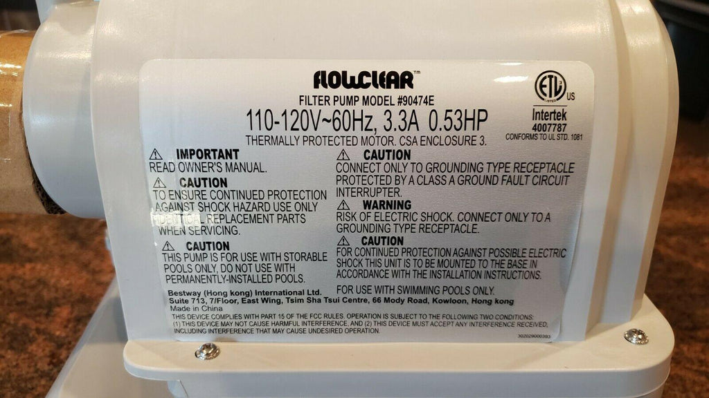 flowclear 90474e 2500 gph swimming pool filter pump 22’ 18’ coleman bestway new