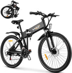 VIVI S3 Electric Bike Electric Mountain Bike, 26'' Folding Electric Bicycle for Adults, 20Mph with 36V 10.4Ah Lithium-Ion Battery, 350W Motor and Shinmano Professional 21 Speed Gears, Black