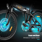 VIVI S3 Electric Bike Electric Mountain Bike, 26'' Folding Electric Bicycle for Adults, 20Mph with 36V 10.4Ah Lithium-Ion Battery, 350W Motor and Shinmano Professional 21 Speed Gears, Black