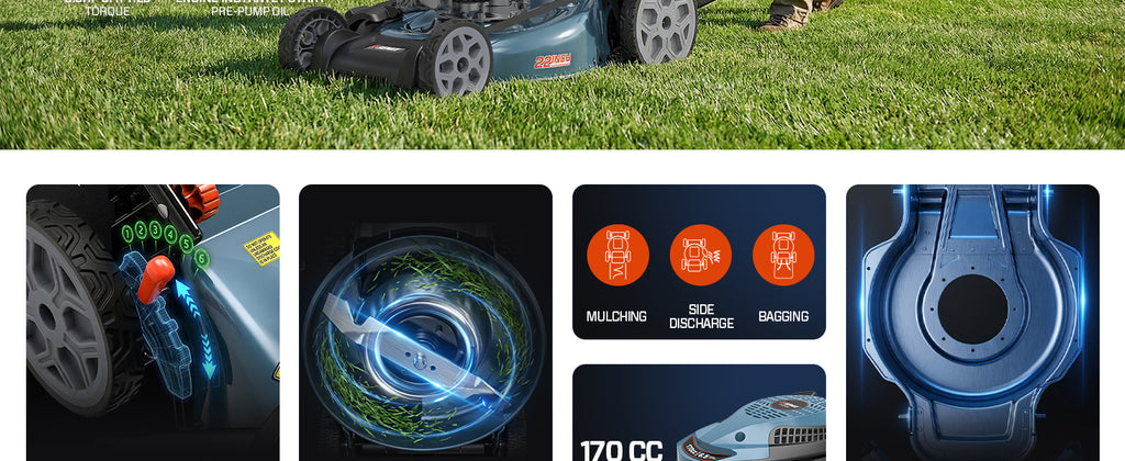 22 Inch Self Propelled Gas Lawn Mower 170cc 4-Cycle RWD Mower |  22" Self-Propelled Gas Lawn Mower, Gas Powered Lawn Mower,170cc 4-Cycle Engine, Easy Start