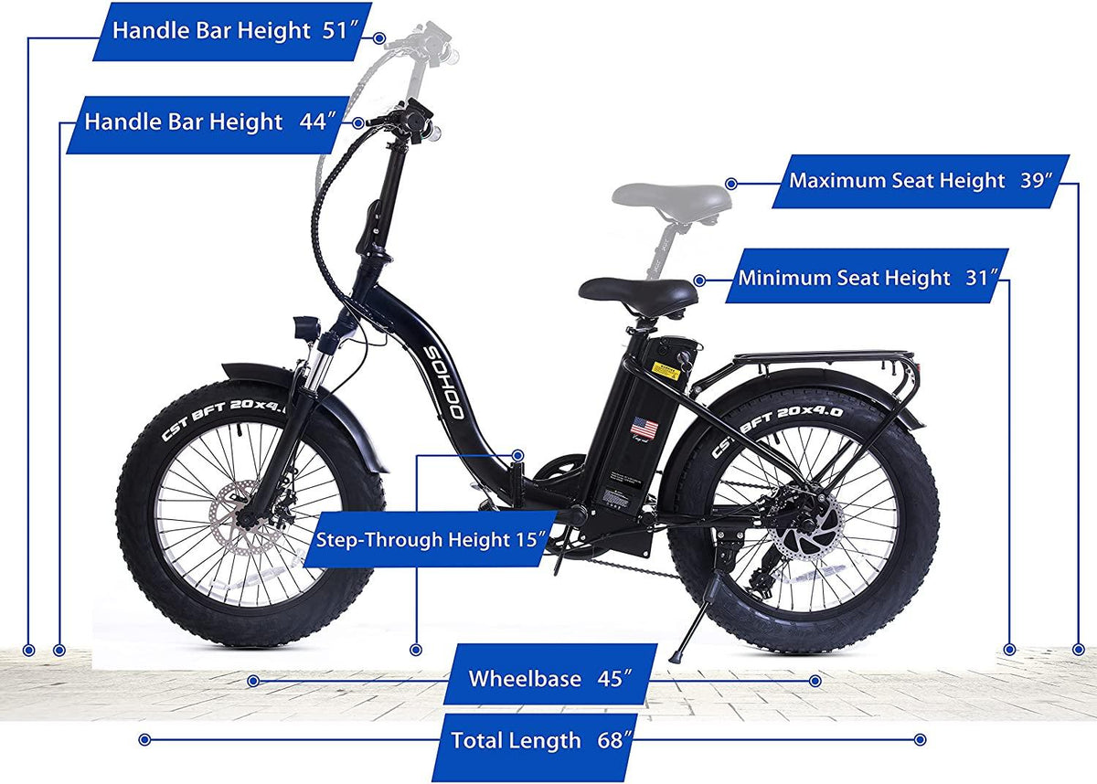 SOHOO 48V500W12AH 20"x4" Adult Folding Fat Tire Electric Bicycle Beach Cruiser Snow Bike (Red)
