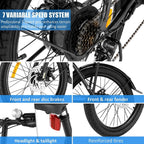 HIFRRUY Electric Bicycle, 20" Electric Folding Bike for Adults and Teenagers, Commuter E-Bike with 36V/10.4Ah Removable Lithium-Ion Battery, Top Speed 20mph, Throttle &amp; Pedal Assist