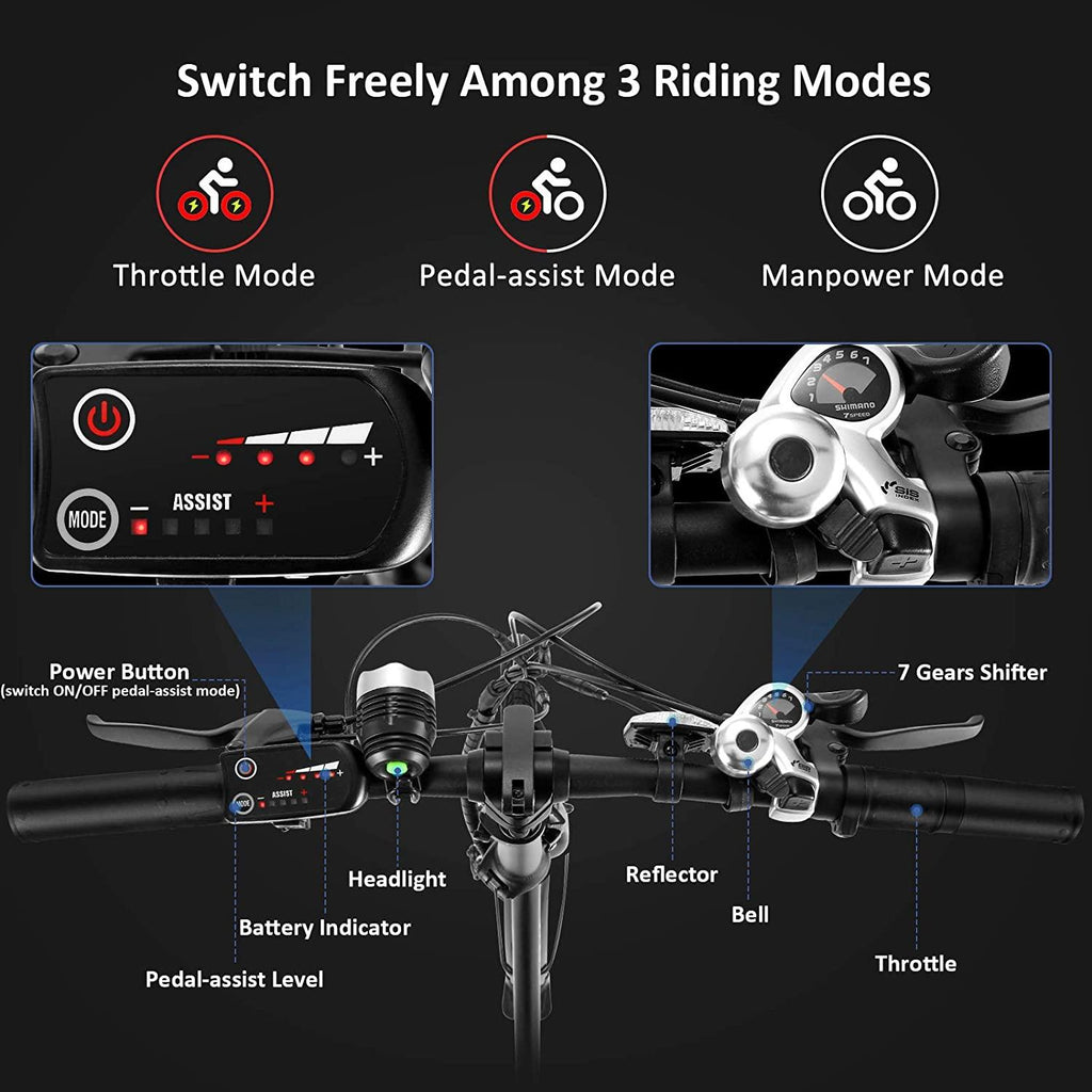 HIFRRUY Electric Bicycle, 20" Electric Folding Bike for Adults and Teenagers, Commuter E-Bike with 36V/10.4Ah Removable Lithium-Ion Battery, Top Speed 20mph, Throttle &amp; Pedal Assist