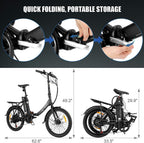 HIFRRUY Electric Bicycle, 20" Electric Folding Bike for Adults and Teenagers, Commuter E-Bike with 36V/10.4Ah Removable Lithium-Ion Battery, Top Speed 20mph, Throttle &amp; Pedal Assist