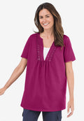 crochet layered-look tee