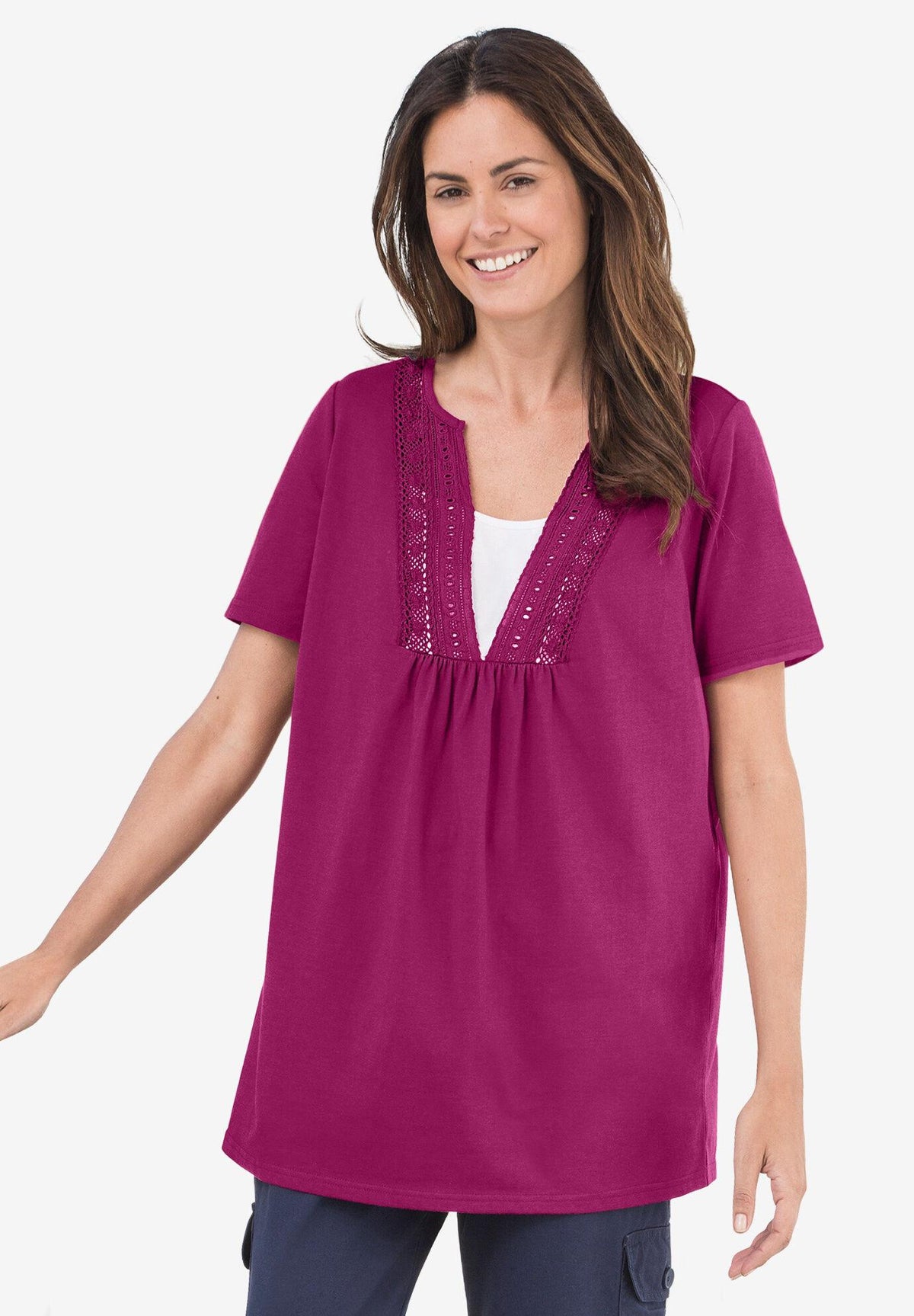 crochet layered-look tee