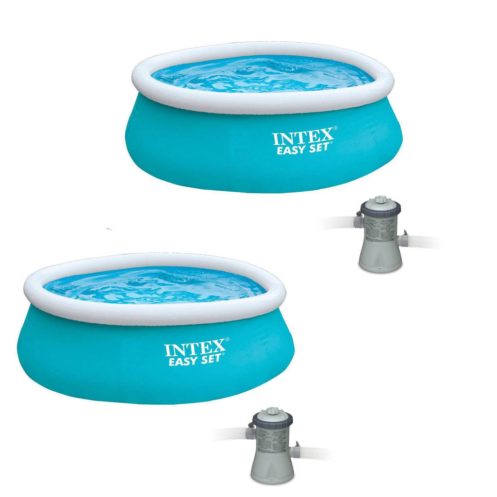 6 Ft x 20 In Easy Set Inflatable Swimming Pool (2 Pack) with 330 GPH Easy Set Pool Clear Cartridge Filter Pumps, (2 Pack)