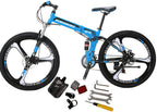 Eurobike G4 Mountain Bike 26 Inches 3 Spoke Wheels Dual Suspension Folding Bike 21 Speed MTB
