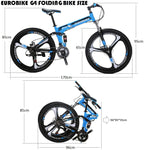 Eurobike G4 Mountain Bike 26 Inches 3 Spoke Wheels Dual Suspension Folding Bike 21 Speed MTB