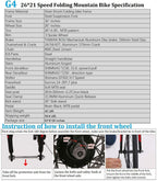 Eurobike G4 Mountain Bike 26 Inches 3 Spoke Wheels Dual Suspension Folding Bike 21 Speed MTB