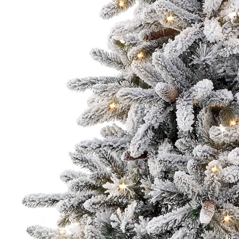 7.5 ft. Pre-Lit Incandescent Flocked Birmingham Fir Artificial Christmas Tree with 400 UL Clear Lights