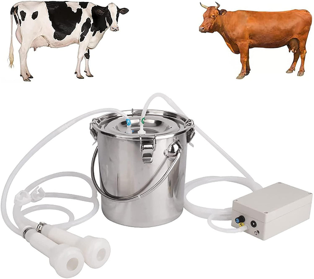 dishengzhen cow milking machine electric, auto-stop device for cow livestock household farm, 5l food grade stainless steel milking bucket, for farm household milker
