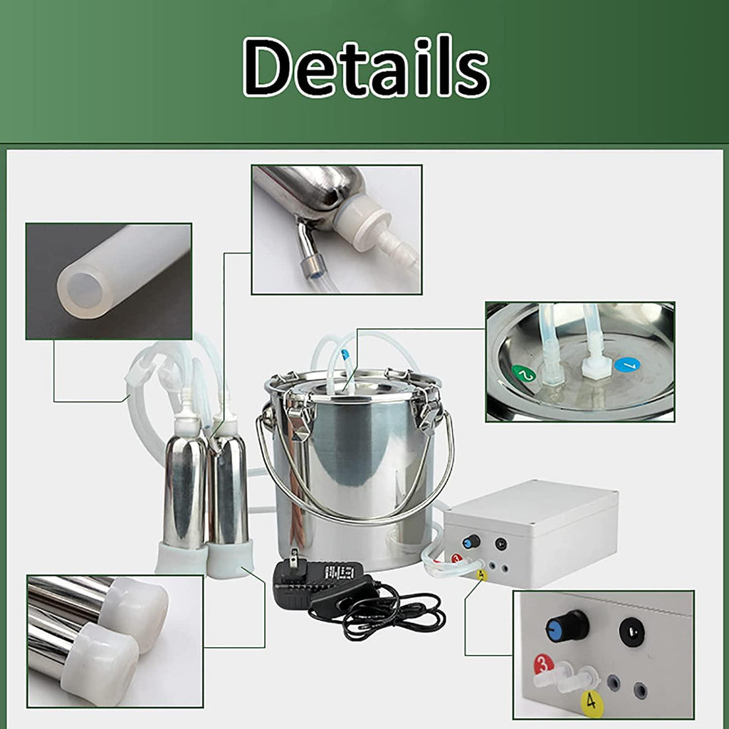 dishengzhen cow milking machine electric, auto-stop device for cow livestock household farm, 5l food grade stainless steel milking bucket, for farm household milker