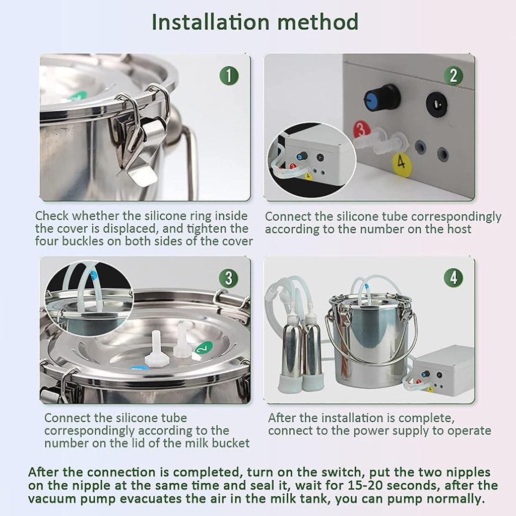 dishengzhen cow milking machine electric, auto-stop device for cow livestock household farm, 5l food grade stainless steel milking bucket, for farm household milker
