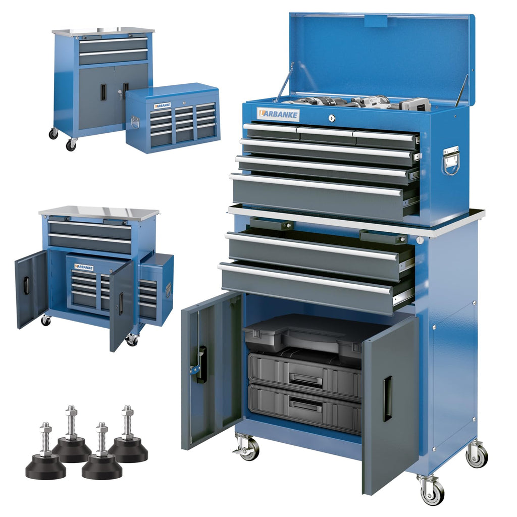 8-Drawer Rolling Tool Chest,Tool Chest with 360° Brake Wheels and Padded Feet,Tool Cabinet with LocSystem and Drawer Liners,Ideal  for Garaand Workshop