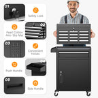Rolling Tool Chest with Wheels and 5 Drawers, Detachable Tool Cabinet with Lock for Garage, LocMechanic Tool Cart with Black Liner for Warehouse, Workshop, High Capacity