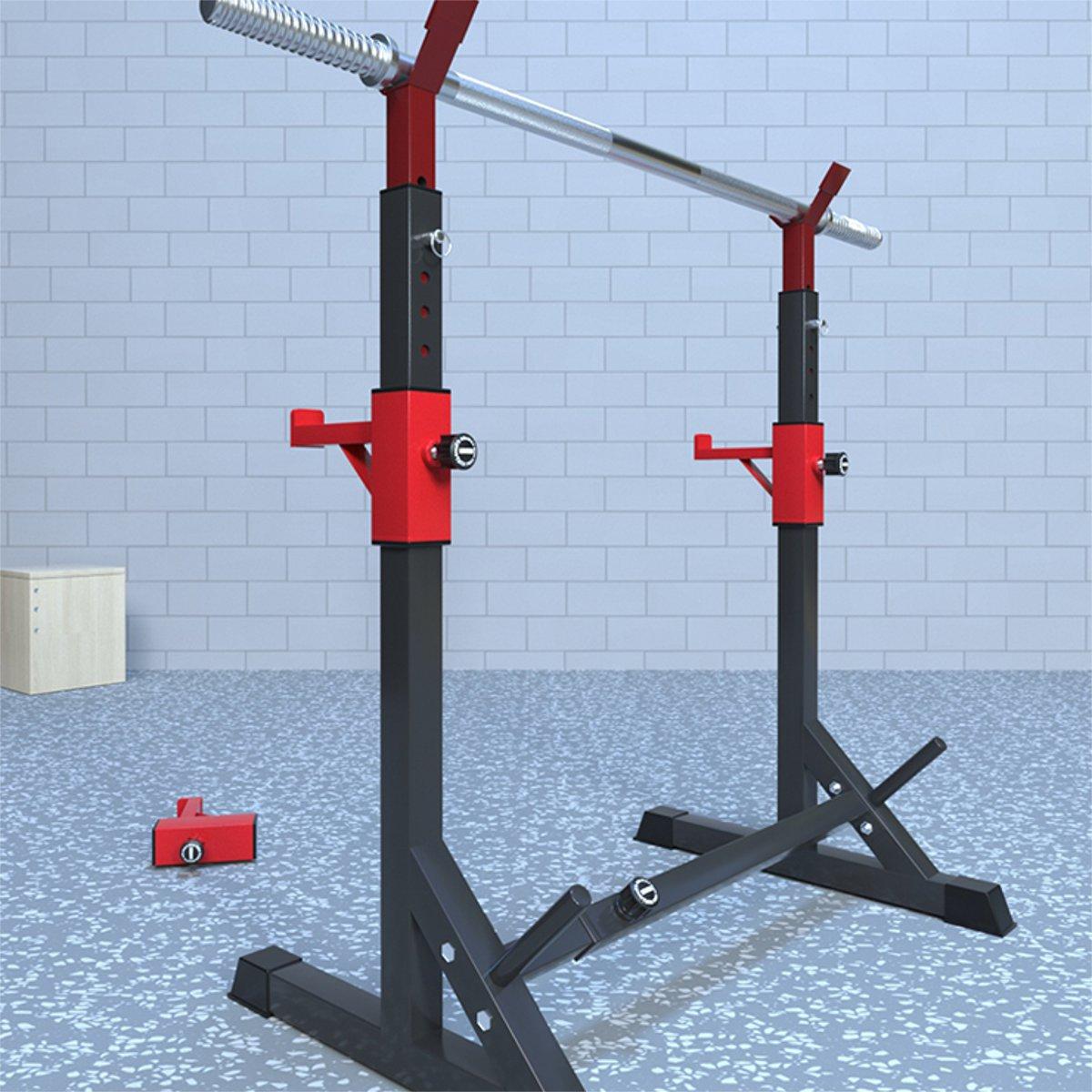 KUDOBarbell Rack Squat Stand Adjustable Bench Press Rack 770 Lbs. Max Load Multi-Function Weight Lifting Home Gym Fitness