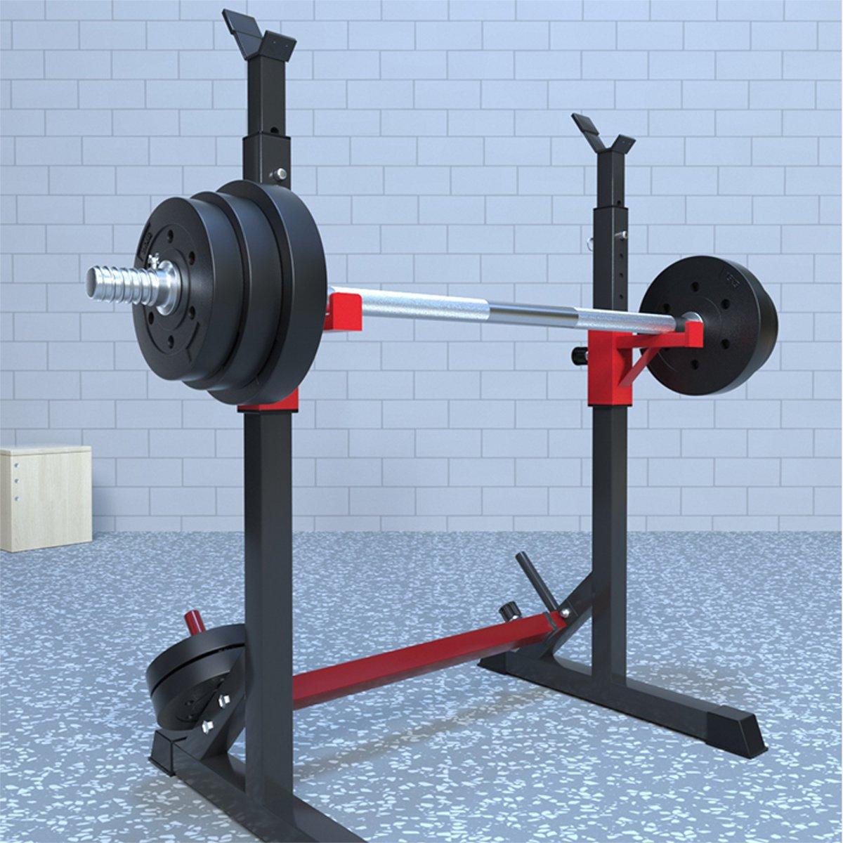 KUDOBarbell Rack Squat Stand Adjustable Bench Press Rack 770 Lbs. Max Load Multi-Function Weight Lifting Home Gym Fitness