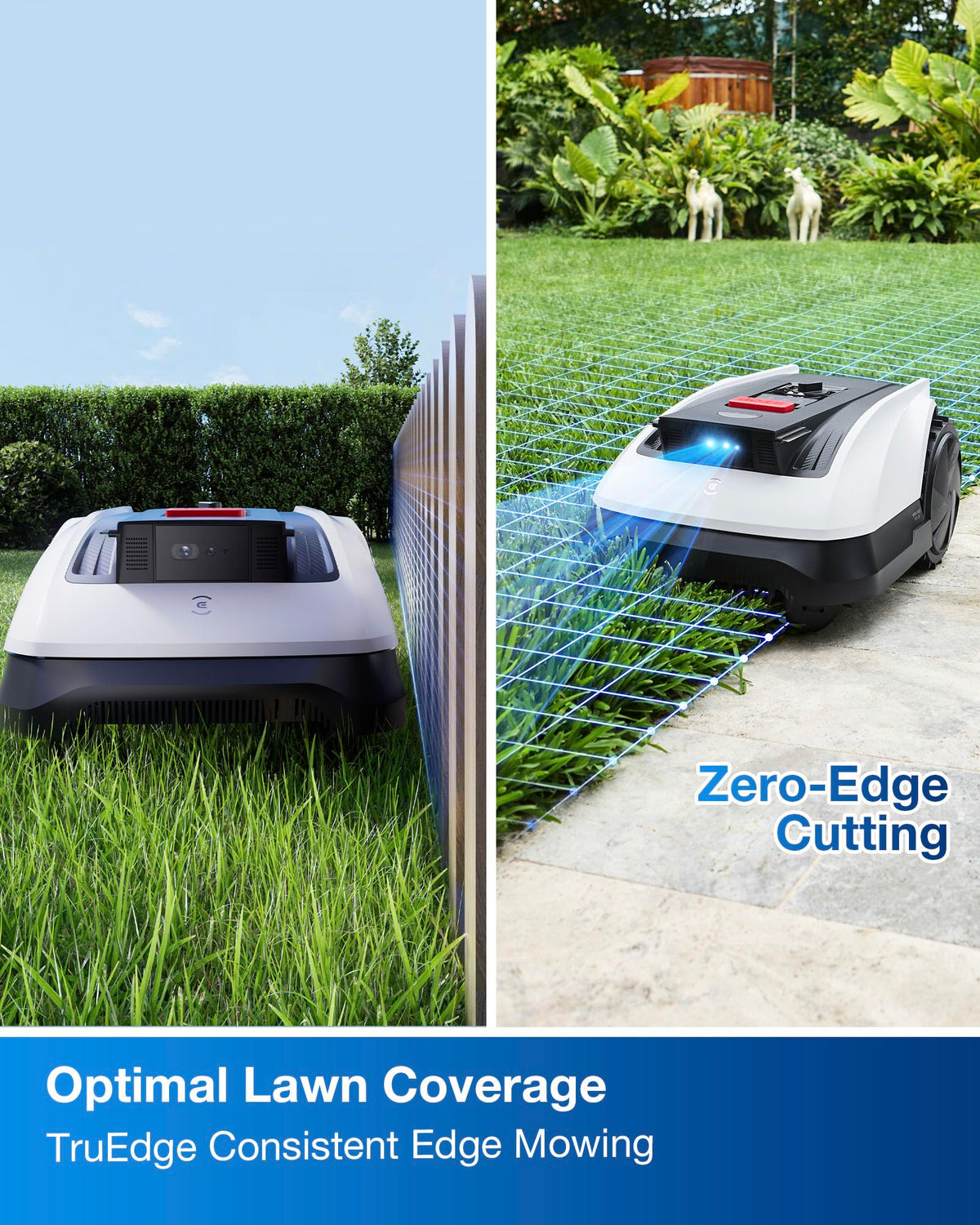 Goat O1000 RTK Robot Lawn Mower, Perimeter Wire Vision Robotic Lawnmower for 1/4 Acres Lawn, Automated Mapping, APP Control, 3D Obstacle Avoidance, Zero-EdCutting
