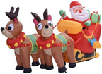 ZMDZA Christmas Inflatable Santa Cute Doll Pulled by 2 Reindeer Lights Party Outdoor Garden Yard Decoration Christmas Doll