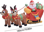 ZMDZA Christmas Inflatable Santa Cute Doll Pulled by 2 Reindeer Lights Party Outdoor Garden Yard Decoration Christmas Doll